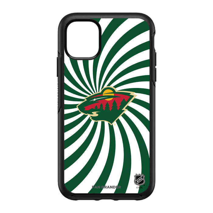 OtterBox Black Phone case with Minnesota Wild Primary Logo With Team Groovey Burst