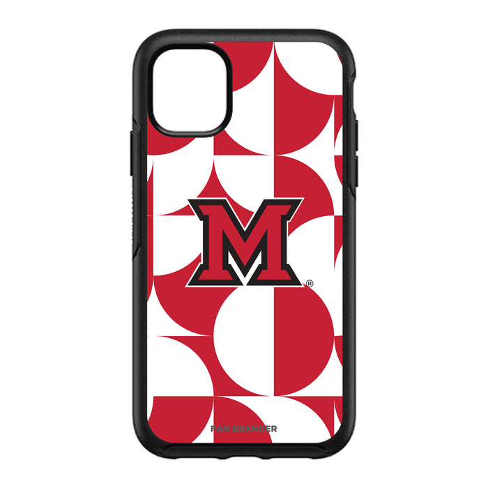 OtterBox Black Phone case with Miami University RedHawks Primary Logo on Geometric Circle Background