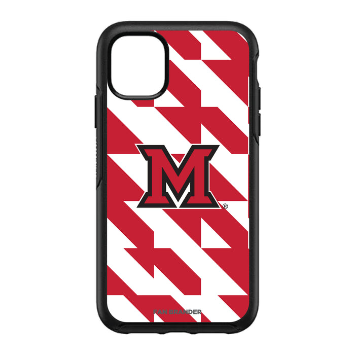 OtterBox Black Phone case with Miami University RedHawks Primary Logo on Geometric Quad Background