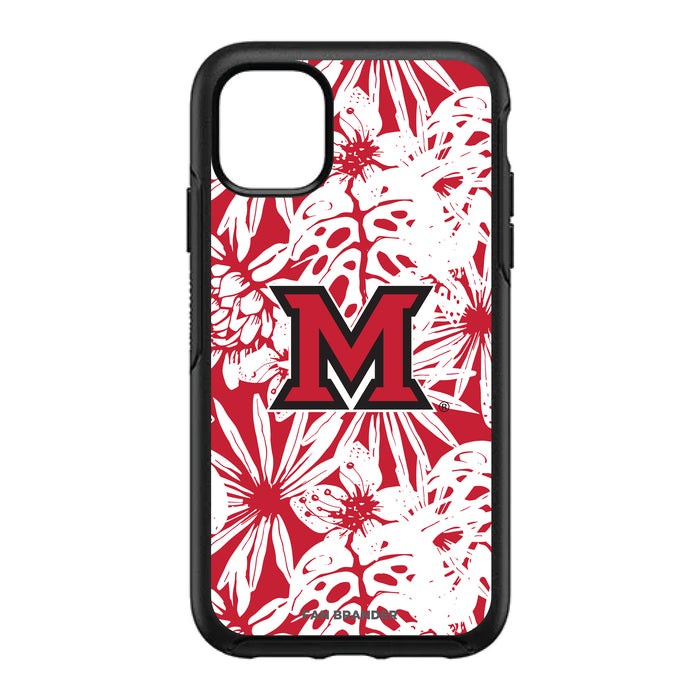 OtterBox Black Phone case with Miami University RedHawks Primary Logo With Team Color Hawain Pattern
