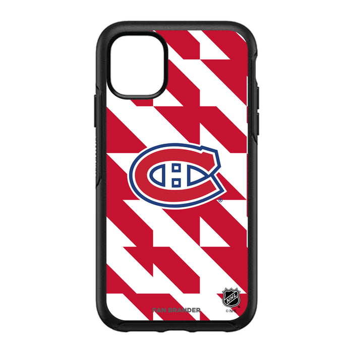 OtterBox Black Phone case with Montreal Canadiens Primary Logo on Geometric Quad Background