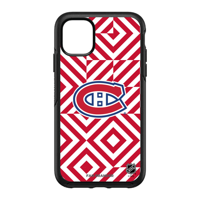 OtterBox Black Phone case with Montreal Canadiens Primary Logo on Geometric Diamonds Background