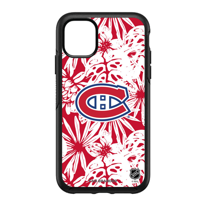 OtterBox Black Phone case with Montreal Canadiens Primary Logo With Team Color Hawain Pattern