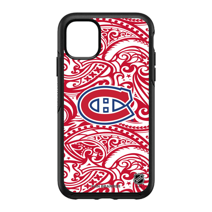 OtterBox Black Phone case with Montreal Canadiens Primary Logo With Team Color Tribal Background