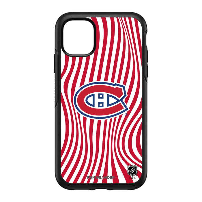 OtterBox Black Phone case with Montreal Canadiens Primary Logo With Team Groovey Lines