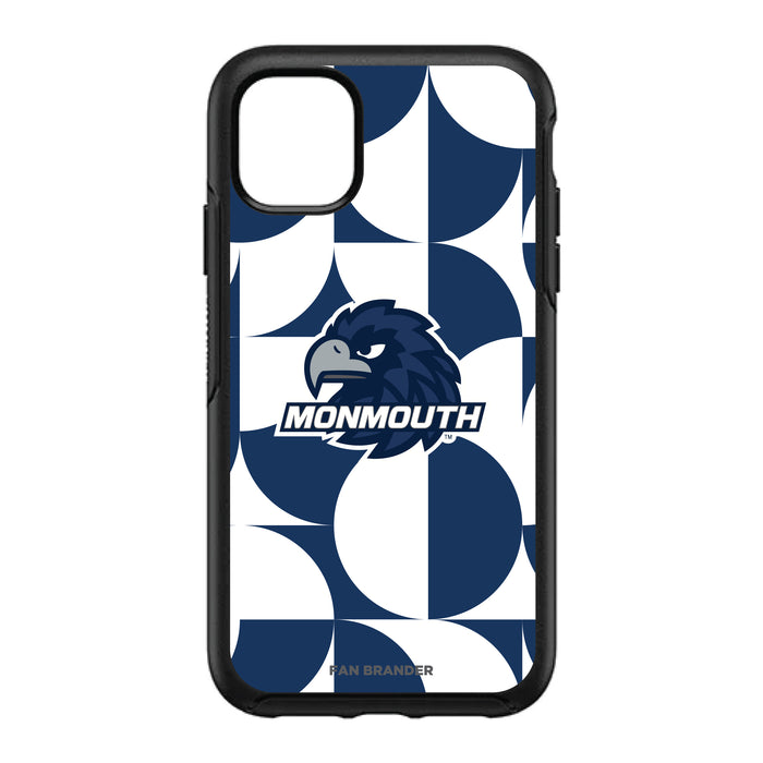 OtterBox Black Phone case with Monmouth Hawks Primary Logo on Geometric Circle Background