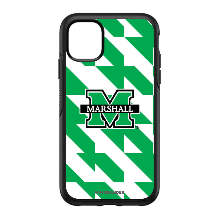 OtterBox Black Phone case with Marshall Thundering Herd Primary Logo on Geometric Quad Background