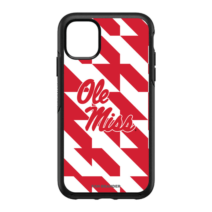 OtterBox Black Phone case with Mississippi Ole Miss Primary Logo on Geometric Quad Background