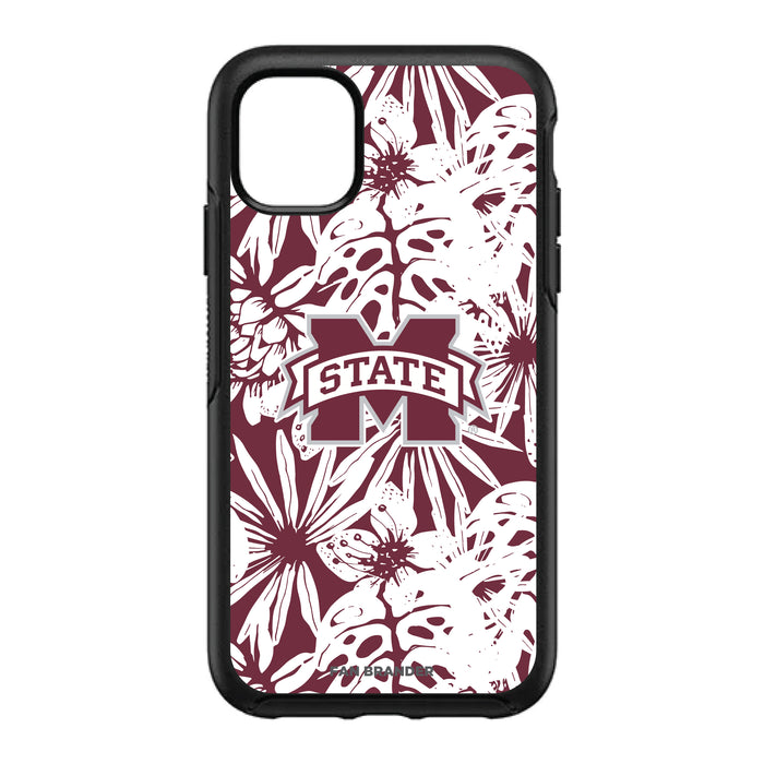 OtterBox Black Phone case with Mississippi State Bulldogs Primary Logo With Team Color Hawain Pattern
