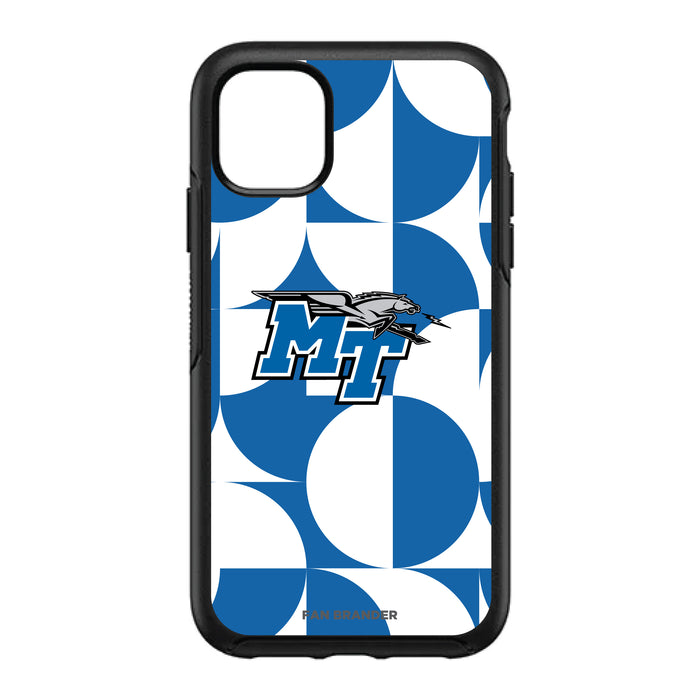 OtterBox Black Phone case with Middle Tennessee State Blue Raiders Primary Logo on Geometric Circle Background