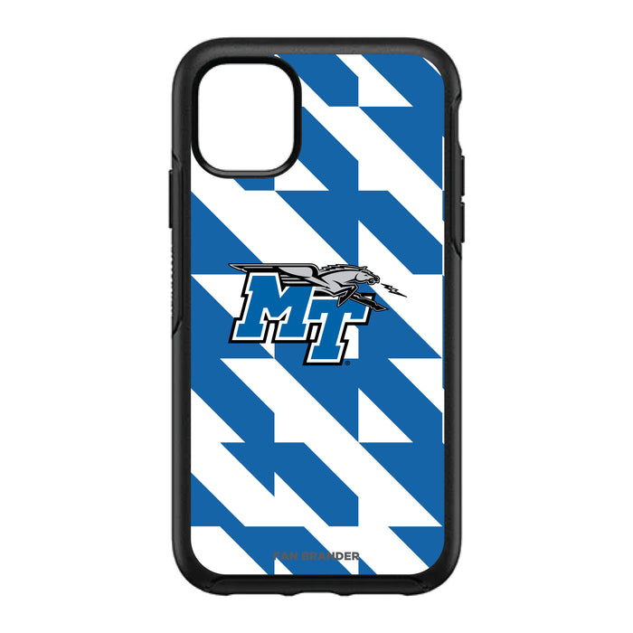 OtterBox Black Phone case with Middle Tennessee State Blue Raiders Primary Logo on Geometric Quad Background
