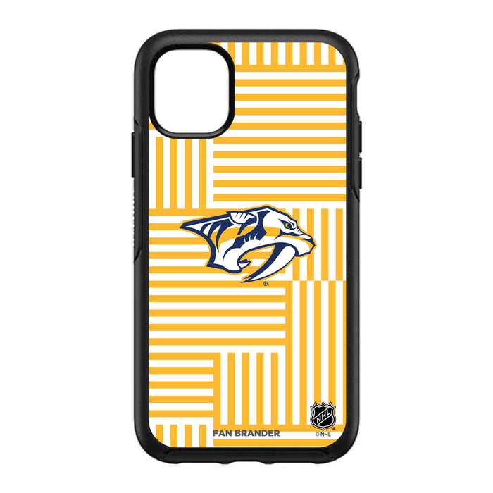 OtterBox Black Phone case with Nashville Predators Primary Logo on Geometric Lines Background