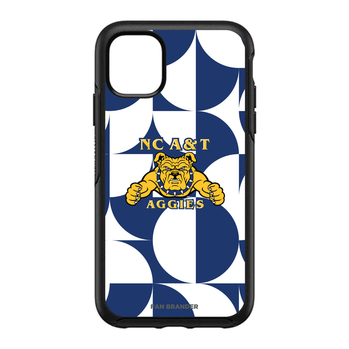 OtterBox Black Phone case with North Carolina A&T Aggies Primary Logo on Geometric Circle Background