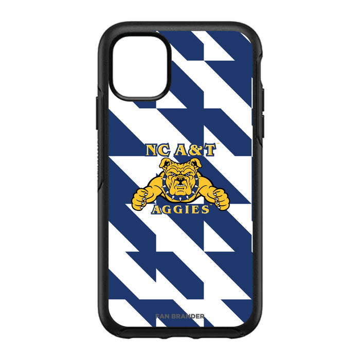 OtterBox Black Phone case with North Carolina A&T Aggies Primary Logo on Geometric Quad Background