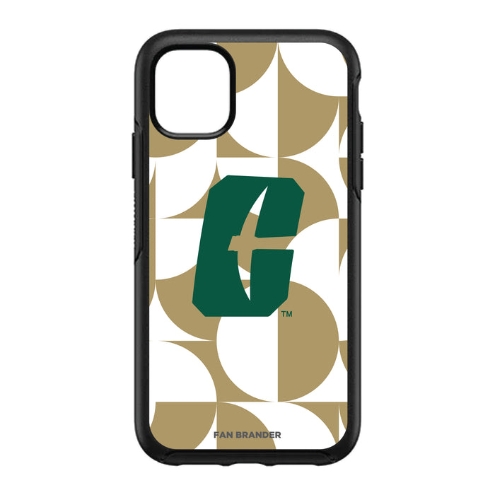 OtterBox Black Phone case with Charlotte 49ers Primary Logo on Geometric Circle Background