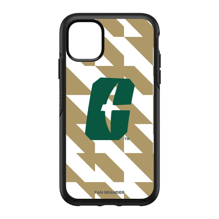 OtterBox Black Phone case with Charlotte 49ers Primary Logo on Geometric Quad Background