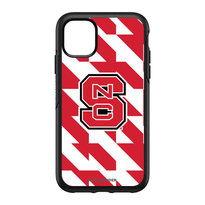 OtterBox Black Phone case with NC State Wolfpack Primary Logo on Geometric Quad Background