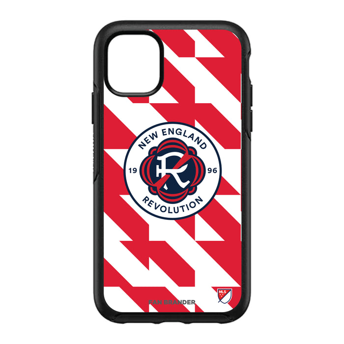 OtterBox Black Phone case with New England Revolution Primary Logo on Geometric Quad Background