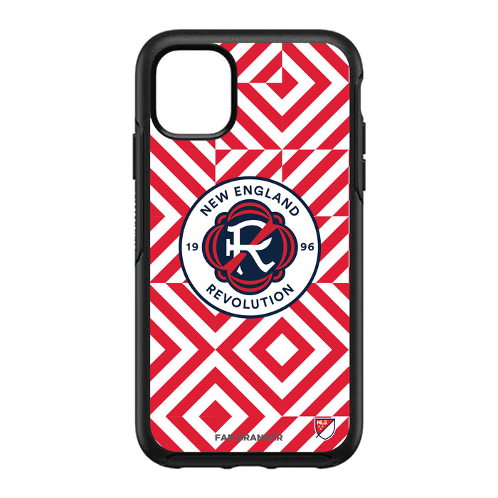 OtterBox Black Phone case with New England Revolution Primary Logo on Geometric Diamonds Background