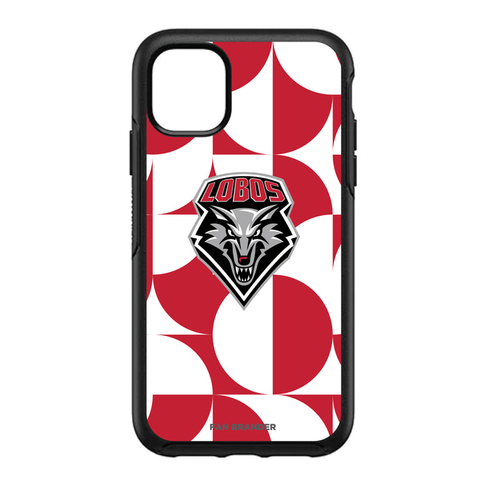 OtterBox Black Phone case with New Mexico Lobos Primary Logo on Geometric Circle Background