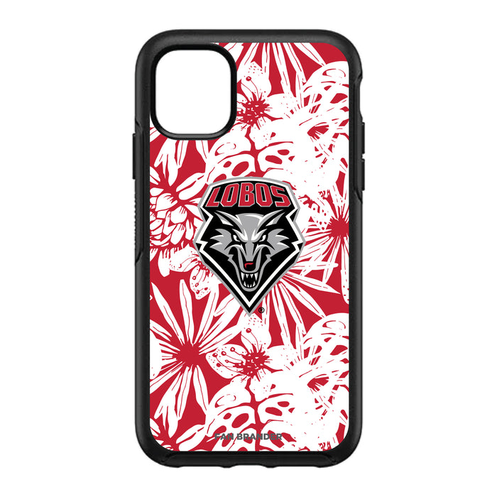 OtterBox Black Phone case with New Mexico Lobos Primary Logo With Team Color Hawain Pattern