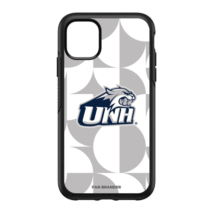 OtterBox Black Phone case with New Hampshire Wildcats Primary Logo on Geometric Circle Background