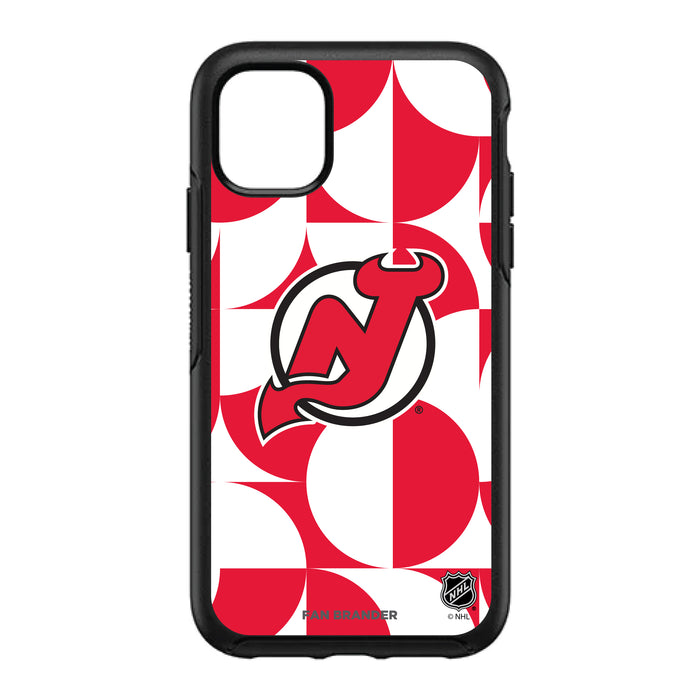 OtterBox Black Phone case with New Jersey Devils Primary Logo on Geometric Circle Background