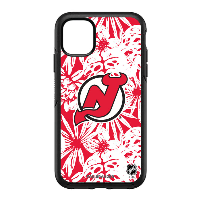 OtterBox Black Phone case with New Jersey Devils Primary Logo With Team Color Hawain Pattern