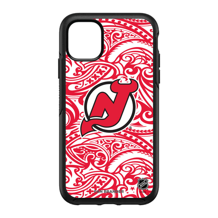 OtterBox Black Phone case with New Jersey Devils Primary Logo With Team Color Tribal Background