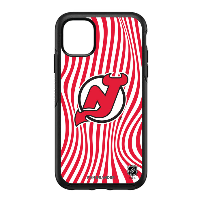 OtterBox Black Phone case with New Jersey Devils Primary Logo With Team Groovey Lines