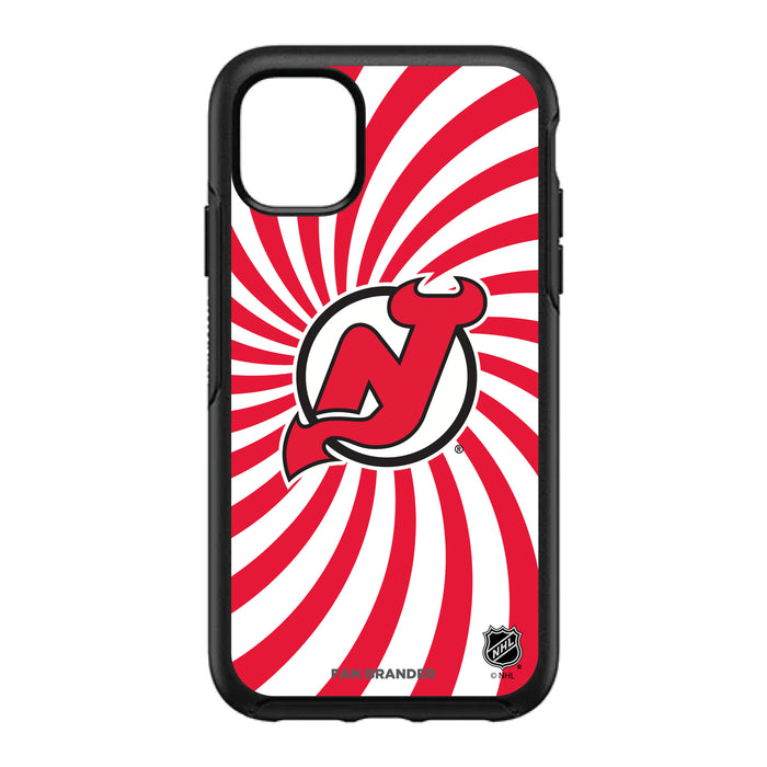 OtterBox Black Phone case with New Jersey Devils Primary Logo With Team Groovey Burst