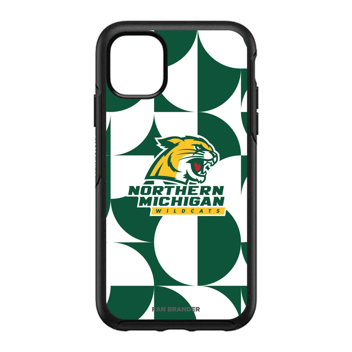 OtterBox Black Phone case with Northern Michigan University Wildcats Primary Logo on Geometric Circle Background