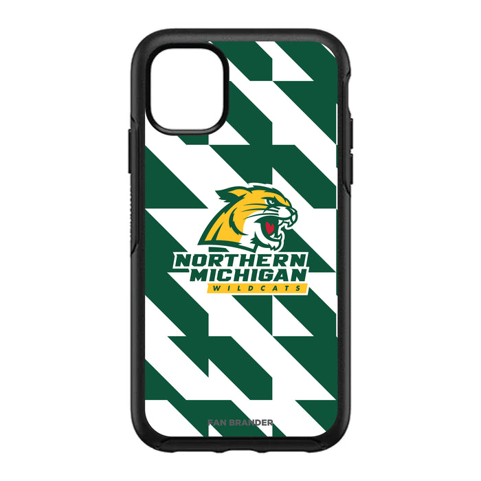 OtterBox Black Phone case with Northern Michigan University Wildcats Primary Logo on Geometric Quad Background