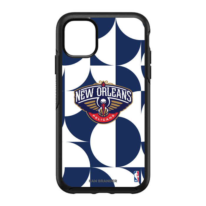 OtterBox Black Phone case with New Orleans Pelicans Primary Logo on Geometric Circle Background