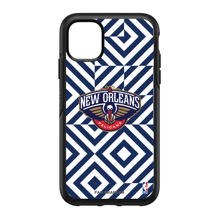 OtterBox Black Phone case with New Orleans Pelicans Primary Logo on Geometric Diamonds Background