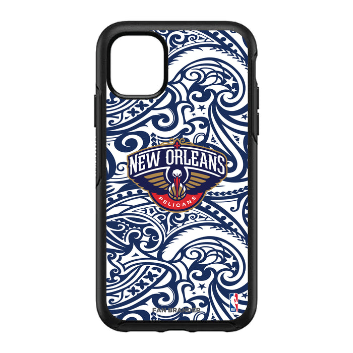 OtterBox Black Phone case with New Orleans Pelicans Primary Logo With Team Color Tribal Background