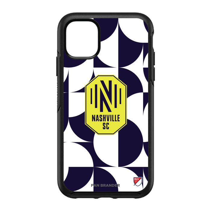 OtterBox Black Phone case with Nashville SC Primary Logo on Geometric Circle Background