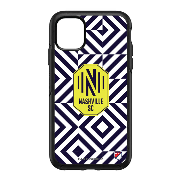 OtterBox Black Phone case with Nashville SC Primary Logo on Geometric Diamonds Background