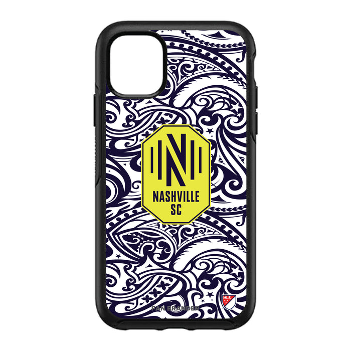 OtterBox Black Phone case with Nashville SC Primary Logo With Team Color Tribal Background