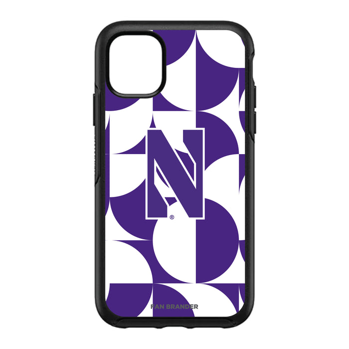 OtterBox Black Phone case with Northwestern Wildcats Primary Logo on Geometric Circle Background