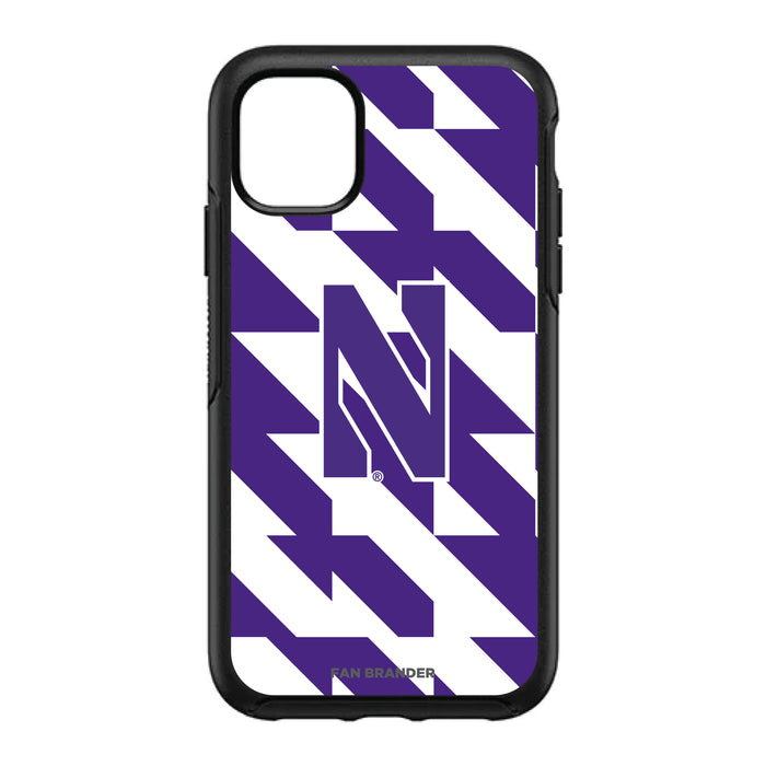 OtterBox Black Phone case with Northwestern Wildcats Primary Logo on Geometric Quad Background