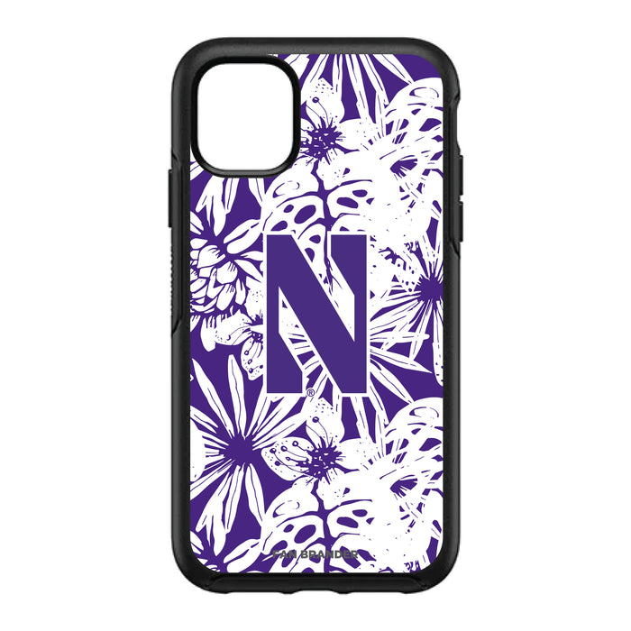 OtterBox Black Phone case with Northwestern Wildcats Primary Logo With Team Color Hawain Pattern