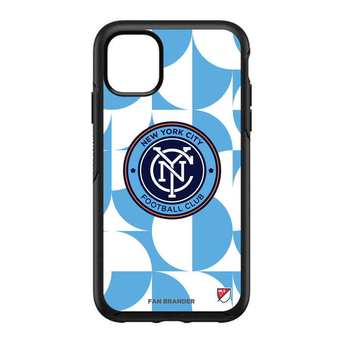 OtterBox Black Phone case with New York City FC Primary Logo on Geometric Circle Background