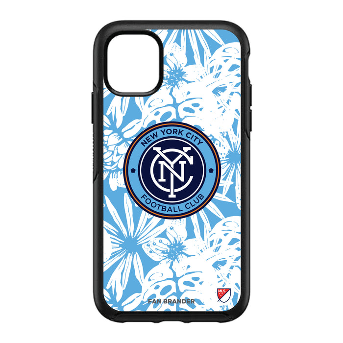 OtterBox Black Phone case with New York City FC Primary Logo With Team Color Hawain Pattern
