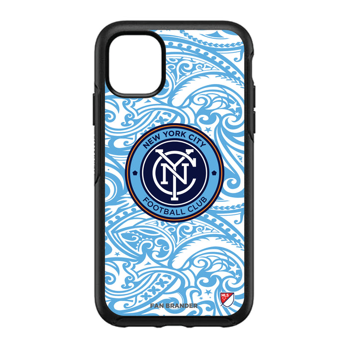 OtterBox Black Phone case with New York City FC Primary Logo With Team Color Tribal Background