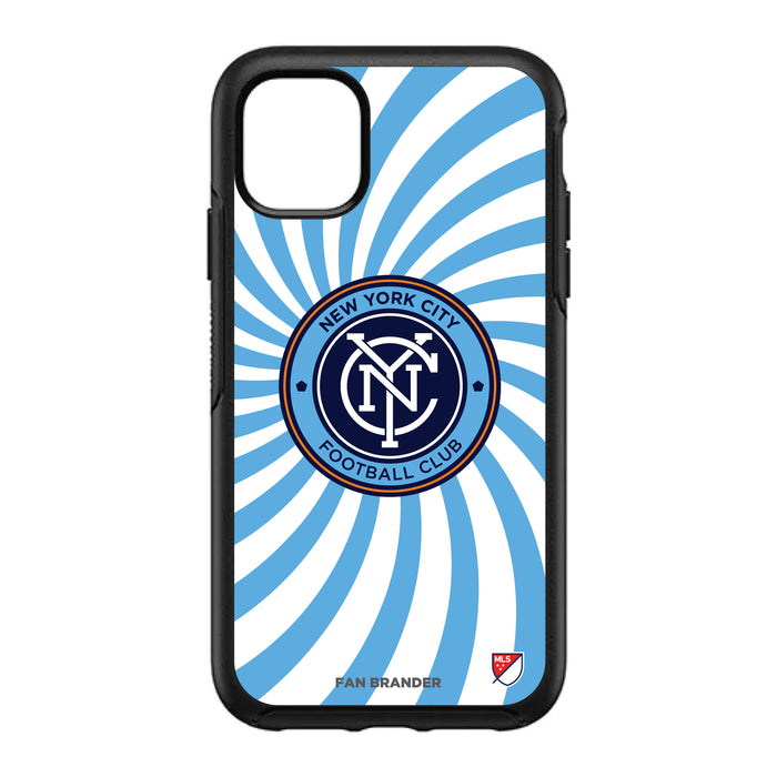 OtterBox Black Phone case with New York City FC Primary Logo With Team Groovey Burst