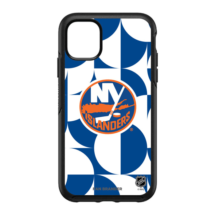 OtterBox Black Phone case with New York Islanders Primary Logo on Geometric Circle Background