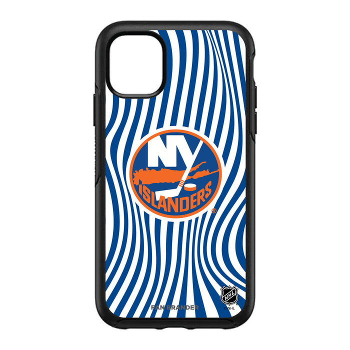 OtterBox Black Phone case with New York Islanders Primary Logo With Team Groovey Lines