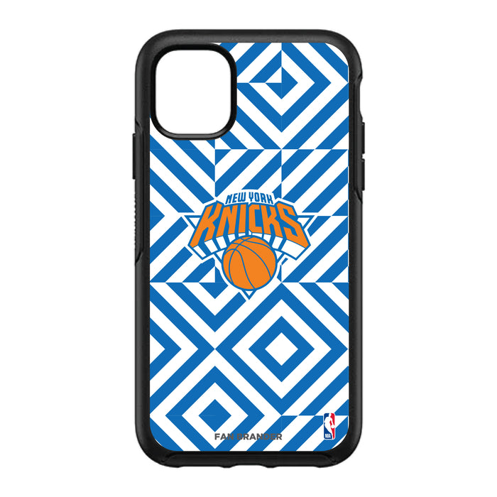 OtterBox Black Phone case with New York Knicks Primary Logo on Geometric Diamonds Background