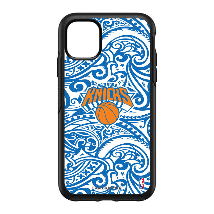 OtterBox Black Phone case with New York Knicks Primary Logo With Team Color Tribal Background